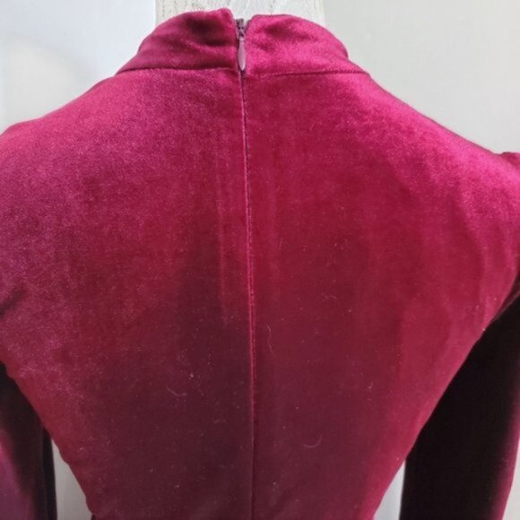 Romeo & Juliet Couture Burgundy Velvet Choker Dress Sz S - Picture 6 of 14